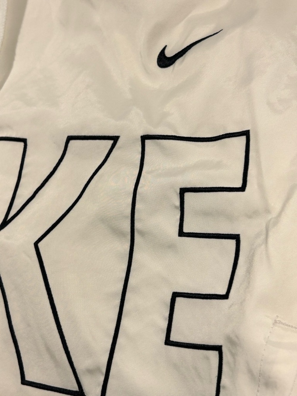Nike Swim Trunks Mens Medium White Spellout Logo Athletic Shorts Lined - Picture 6 of 11